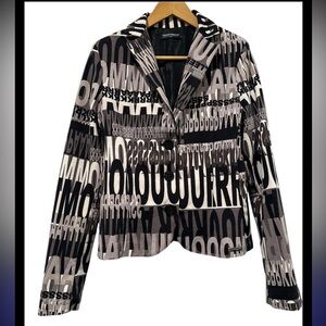 ⚫️ Rinascimento Black and White Text Print Blazer Size Large